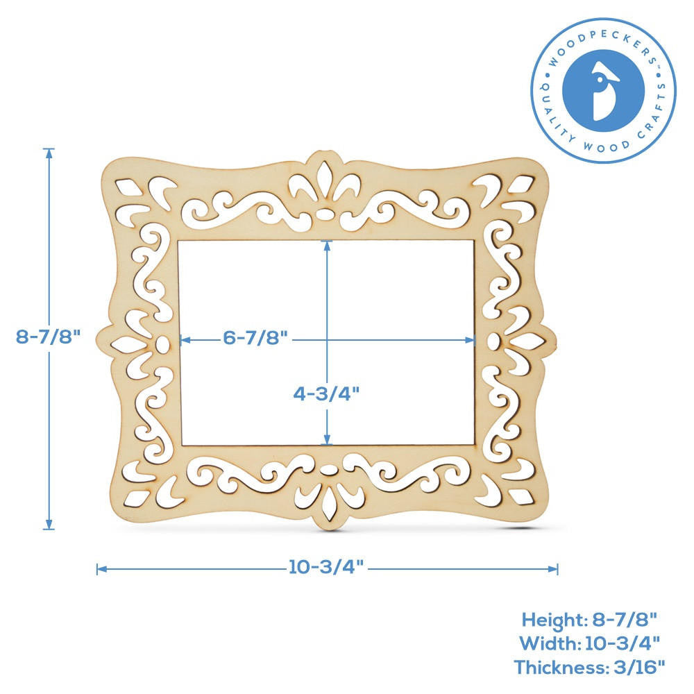 Woodpeckers Crafts Rectangular Decorative Frame, 8-7/8” X 10-3/4”, 3/16" Thick