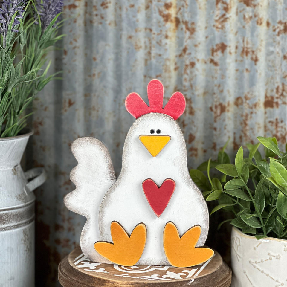Woodpeckers Crafts Rooster and Chicken shelf sitter by Pickitz