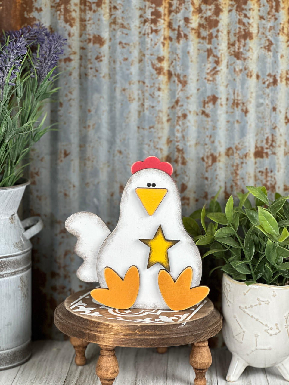 Rooster and Chicken shelf sitter by Pickitz
