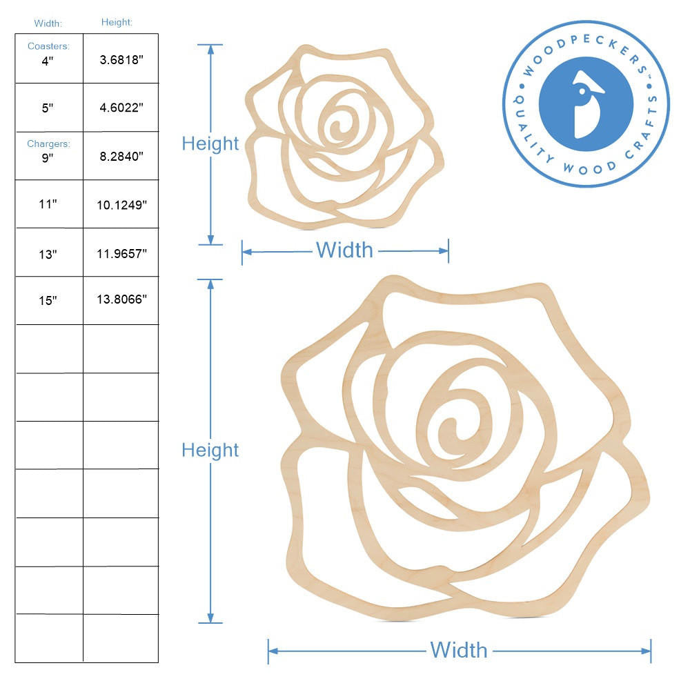 Rose Silhouette Cutout (for Coasters and Chargers)