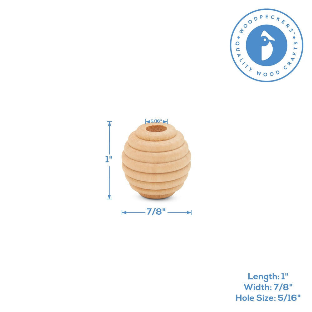 Woodpeckers Crafts Round Beehive Bead, 1”