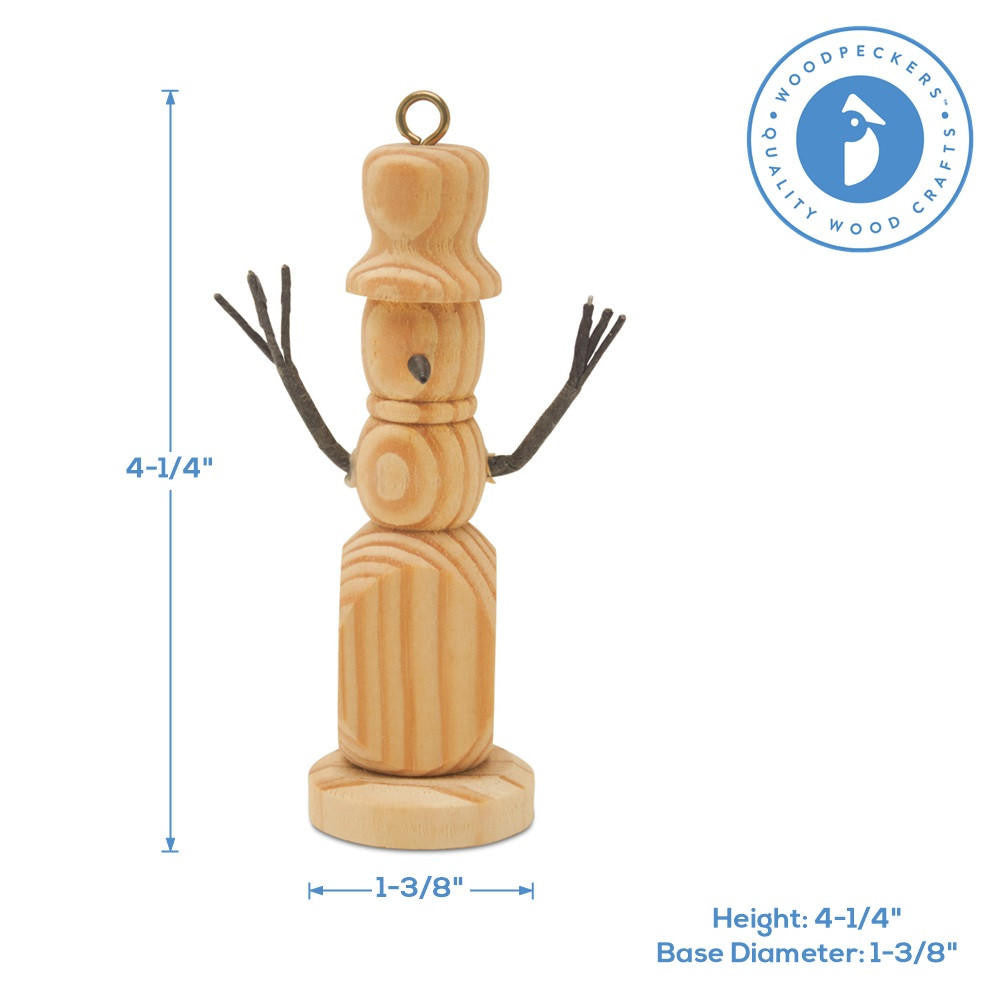 Woodpeckers Crafts Rustic Snowman Ornament 4-¼”