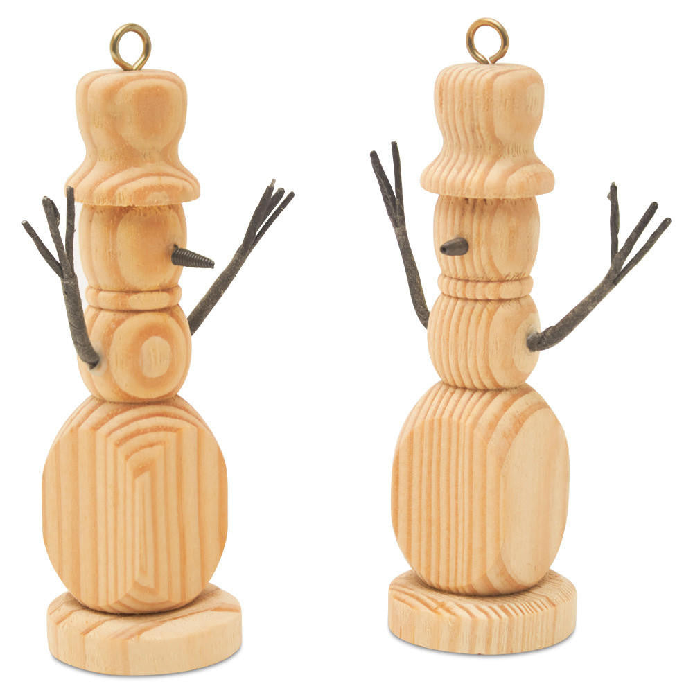 Woodpeckers Crafts Rustic Snowman Ornament 4-¼”
