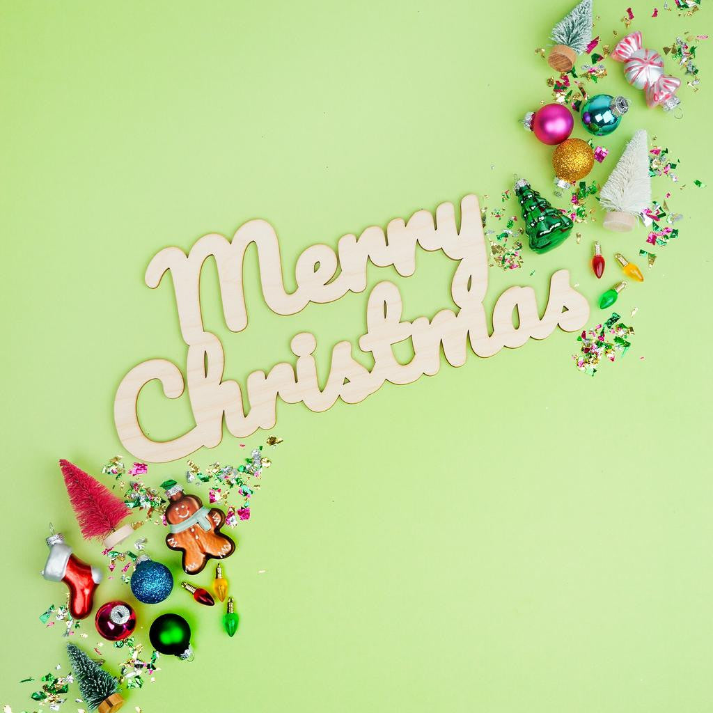 Woodpeckers Crafts Script “Merry Christmas” Cutout