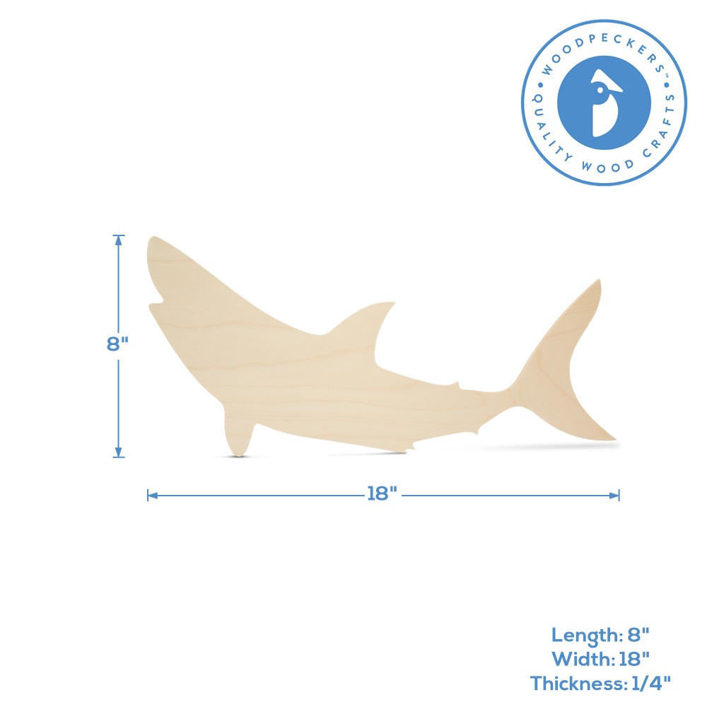Woodpeckers Crafts Shark Wood Cutout, 18”