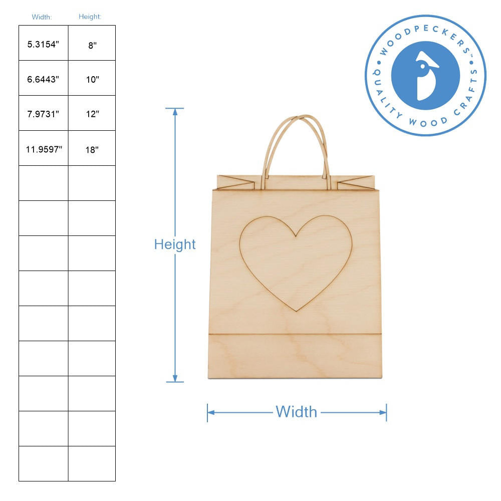 Woodpeckers Crafts Shopping Bag with Etched Heart Cutout