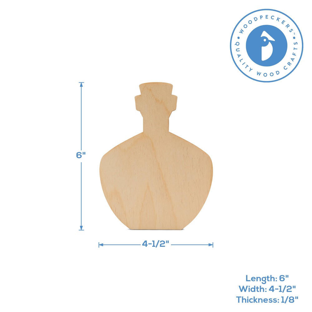 Short Wood Potion Bottle Cutout, 6”