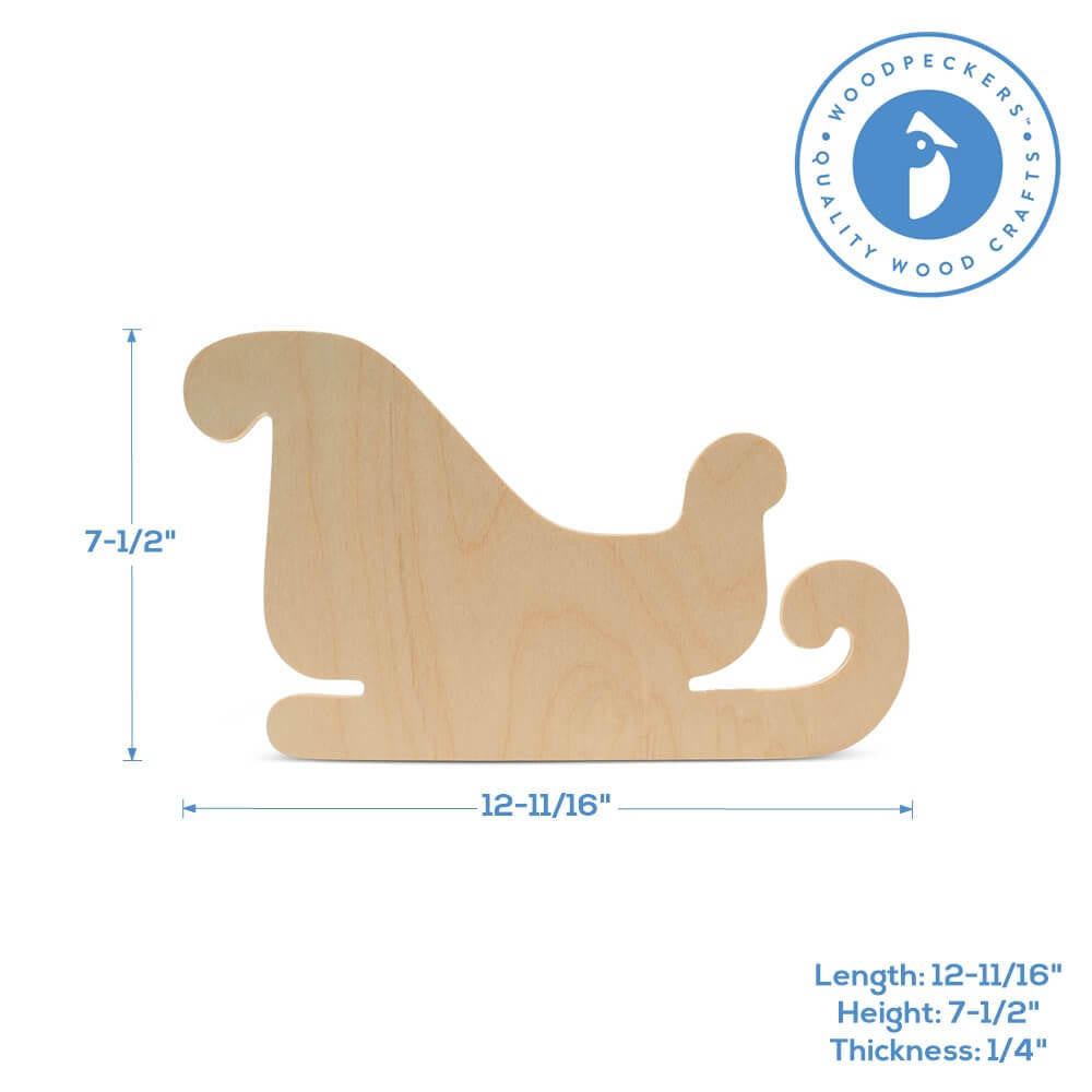 Woodpeckers Crafts Sleigh Cutout Large 12" x 7"