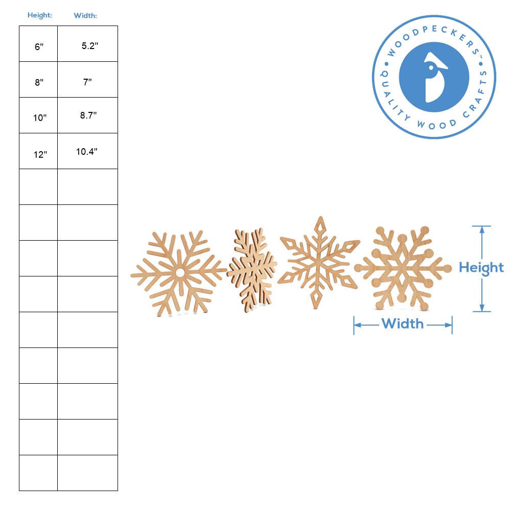 Woodpeckers Crafts Snowflake Cutouts, Set of 4