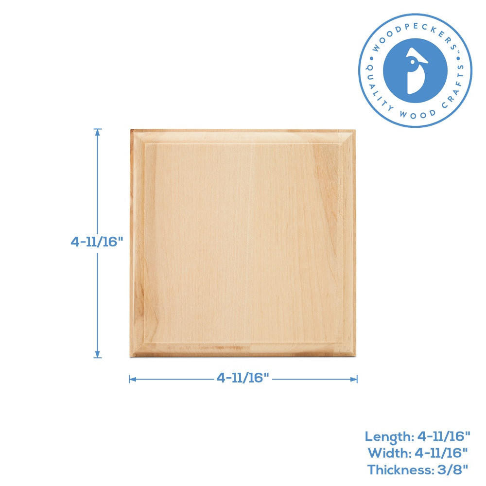 Woodpeckers Crafts Square Wood Coaster 4.7”