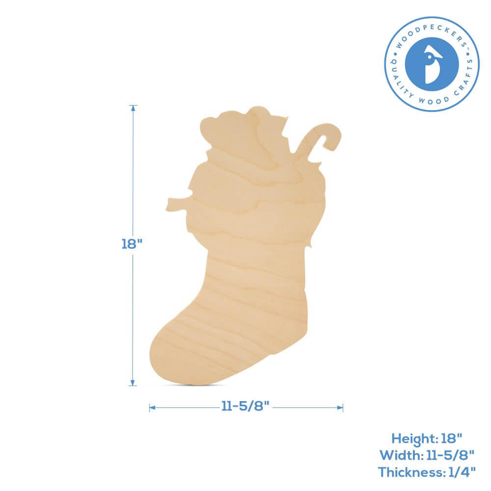 Stuffed Christmas Stocking Cutout, Large 18" X 11-5/8"
