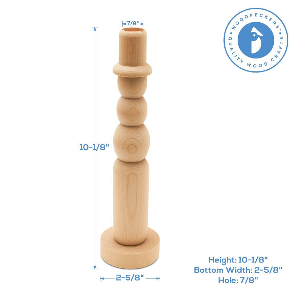 Woodpeckers Crafts Tall Snowman Candlestick, 10-1/4"