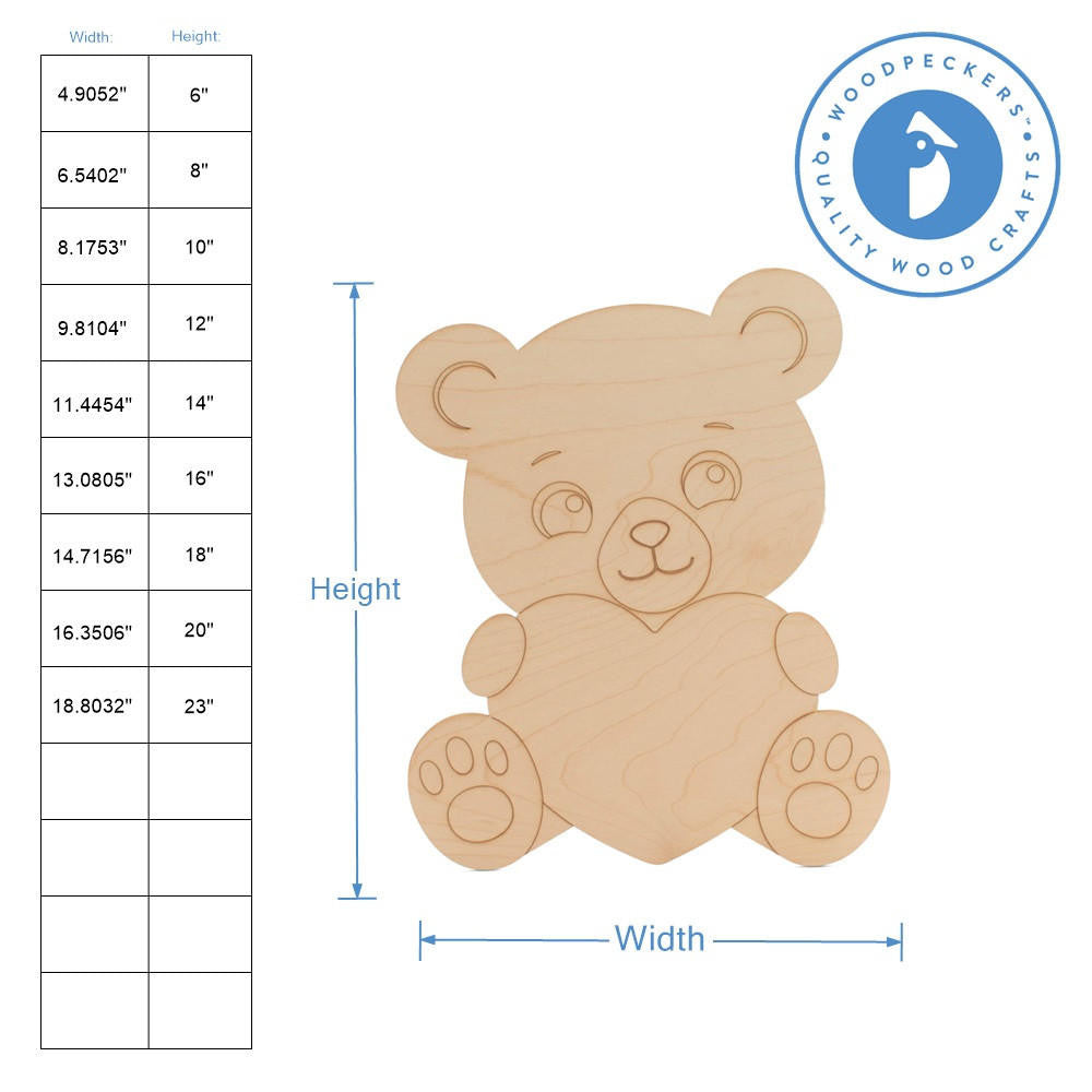 Teddy Bear Holding a Heart Cutout