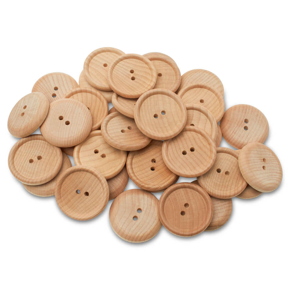 Unfinished Wood Button, 1-1/8"