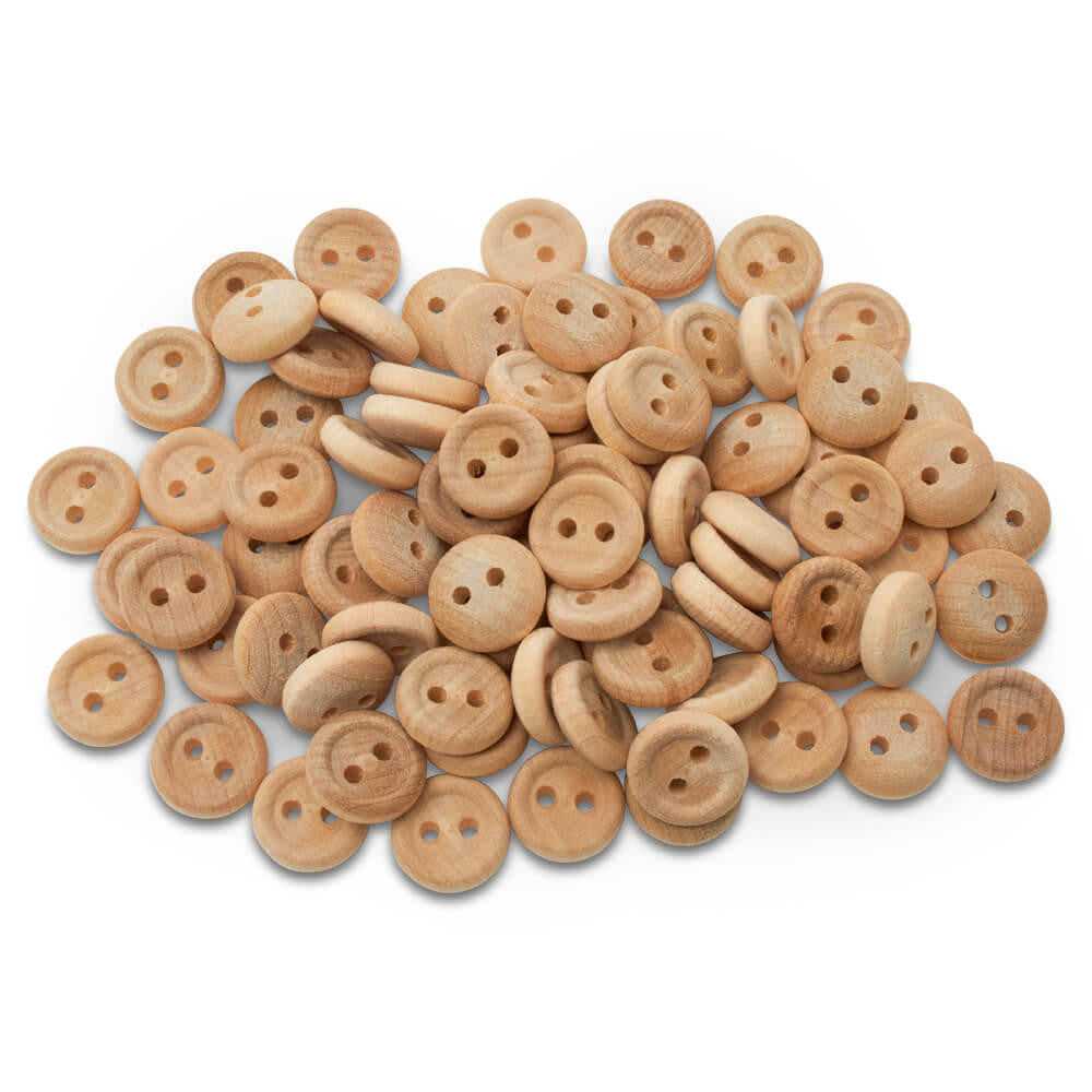 Unfinished Wood Button, 1/2"