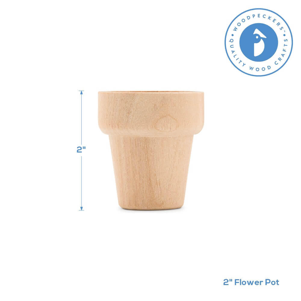 Woodpeckers Crafts Unfinished Wood Flower Pot, 2"