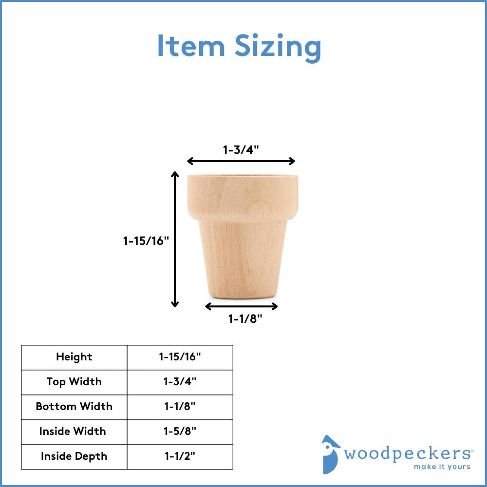 Woodpeckers Crafts Unfinished Wood Flower Pot Half, 1-15/16"