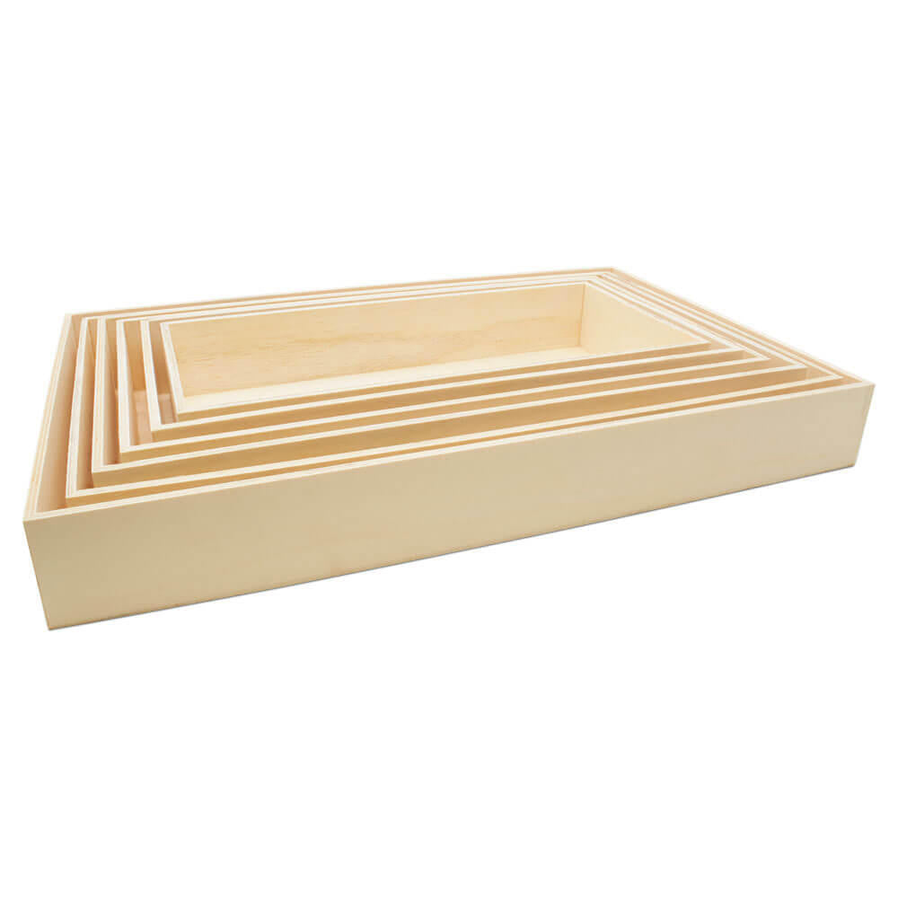 Woodpeckers Crafts Unfinished Wood Nesting Trays, Set of 6
