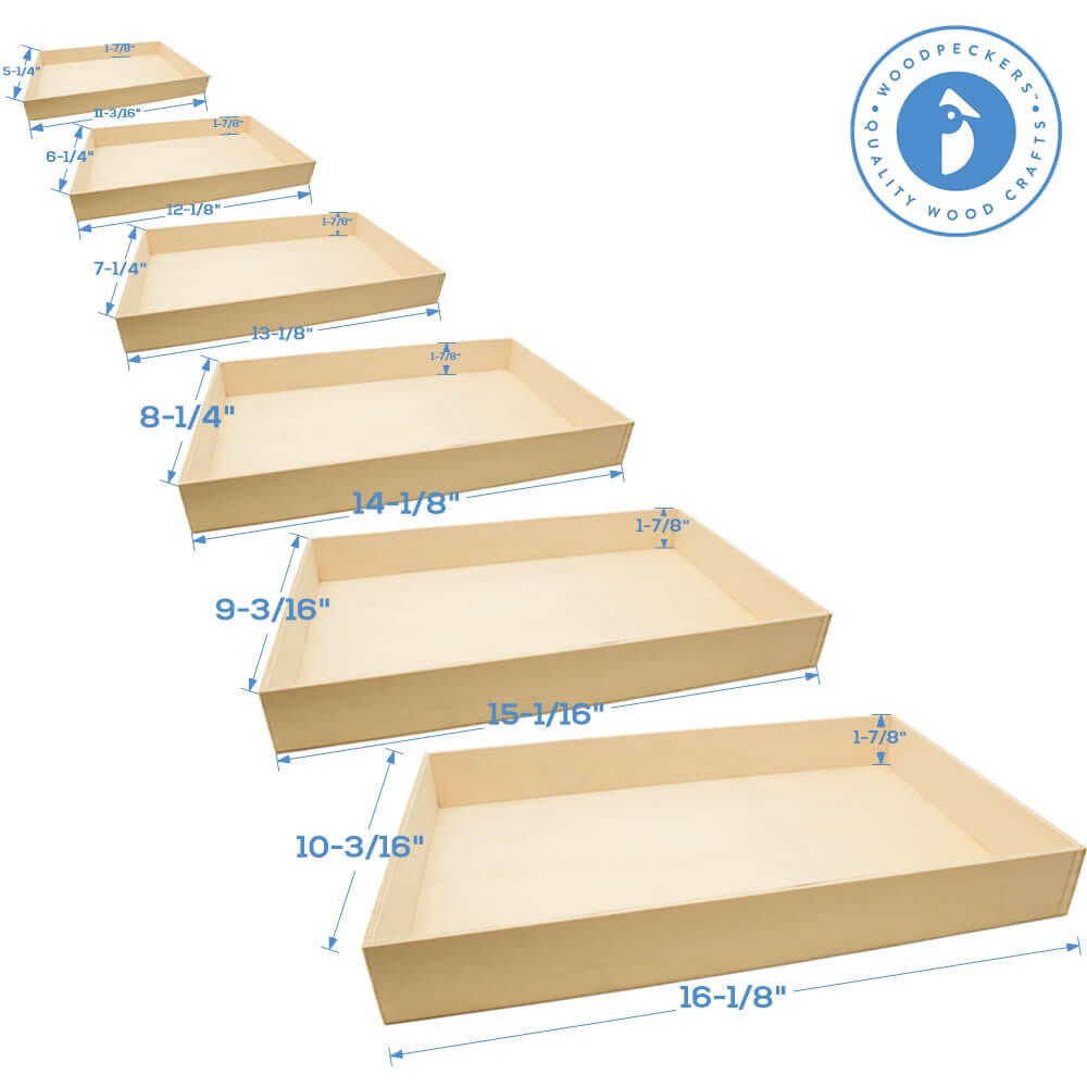 Woodpeckers Crafts Unfinished Wood Nesting Trays, Set of 6