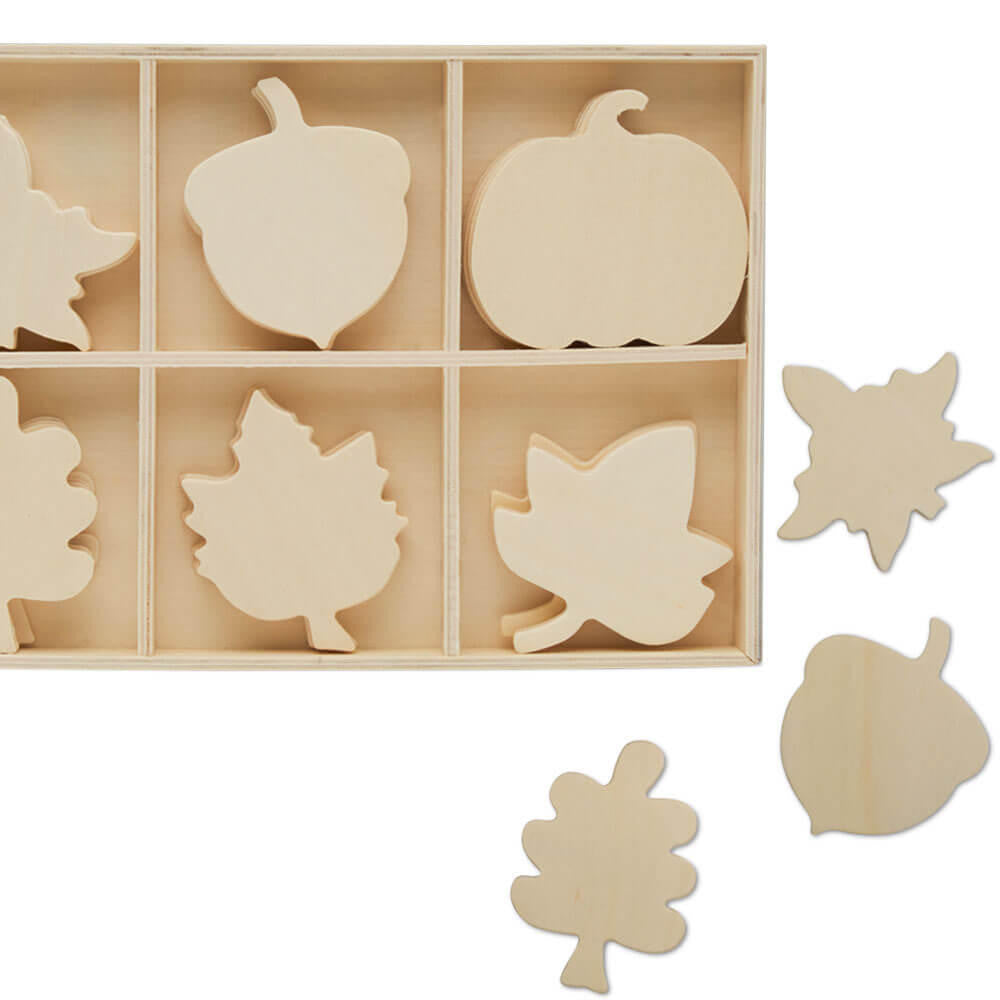 Woodpeckers Crafts Unfinished Wood Sorting Tray with Autumn Cutouts