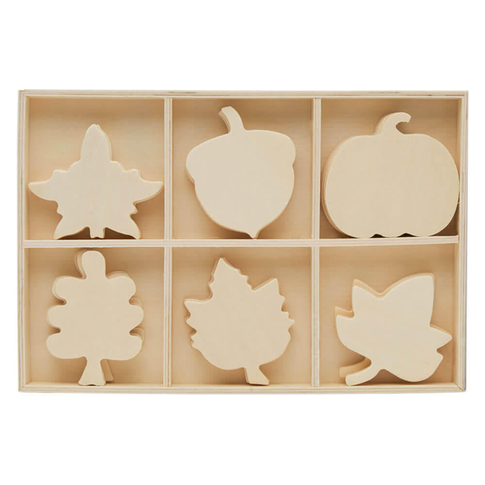 Woodpeckers Crafts Unfinished Wood Sorting Tray with Autumn Cutouts