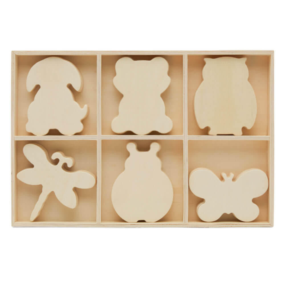 Woodpeckers Crafts Unfinished Wood Sorting Tray with Creature Cutouts