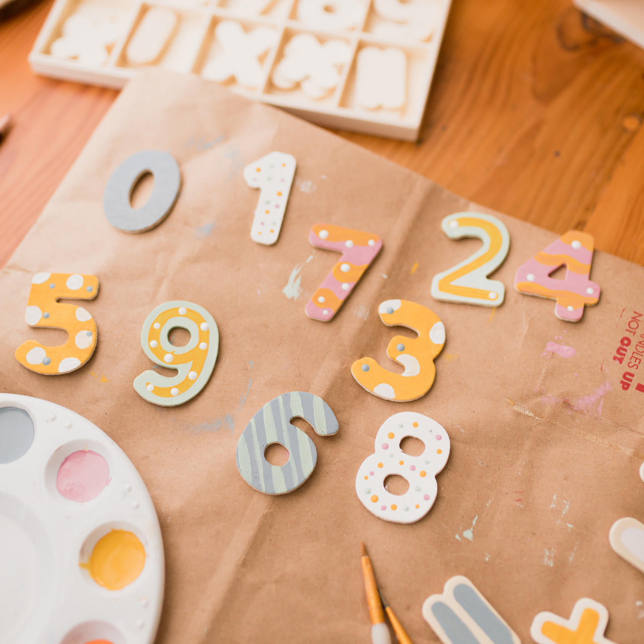Woodpeckers Crafts Unfinished Wood Sorting Tray With Number Cutouts