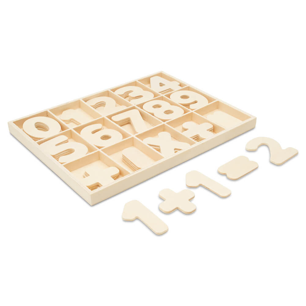 Woodpeckers Crafts Unfinished Wood Sorting Tray With Number Cutouts