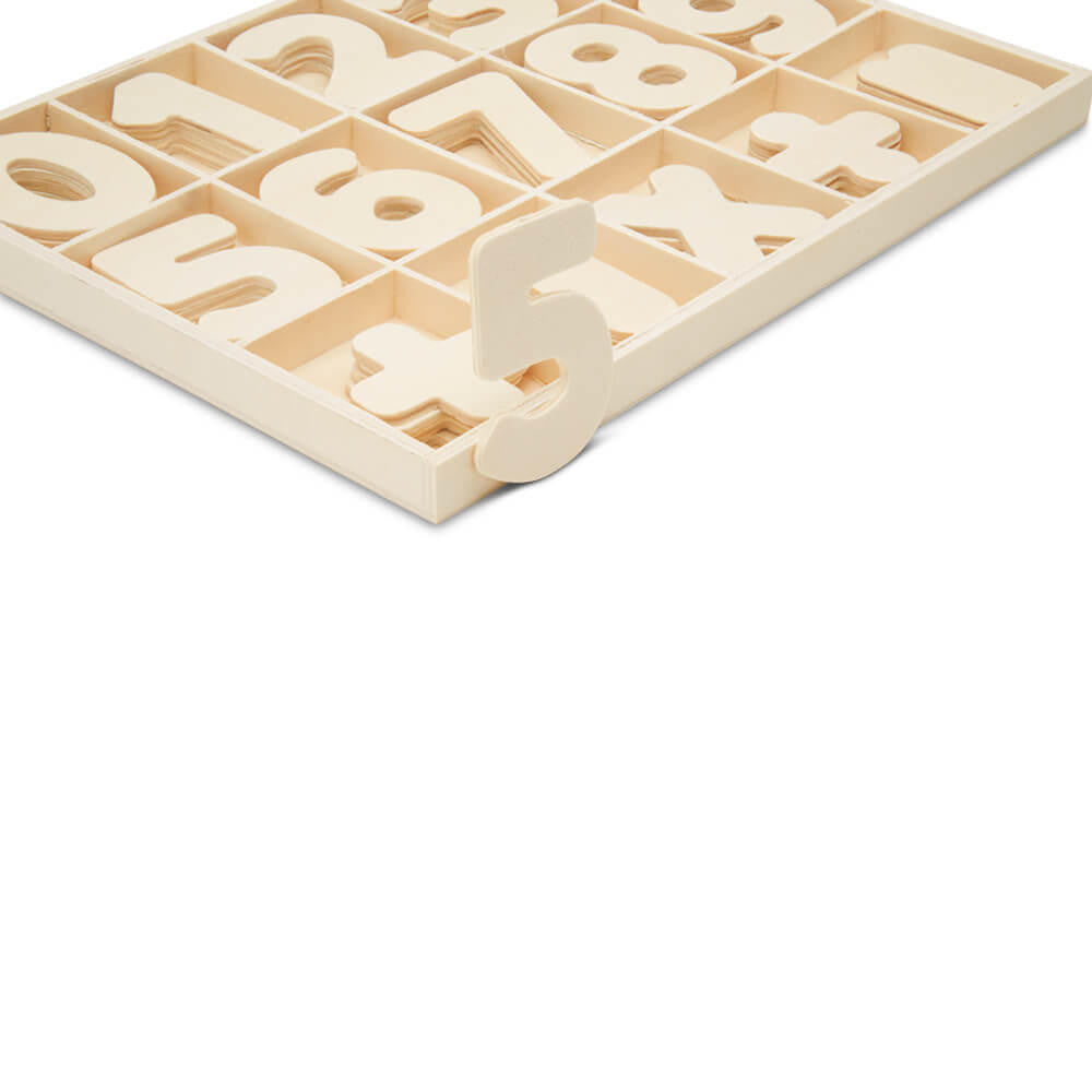 Woodpeckers Crafts Unfinished Wood Sorting Tray With Number Cutouts