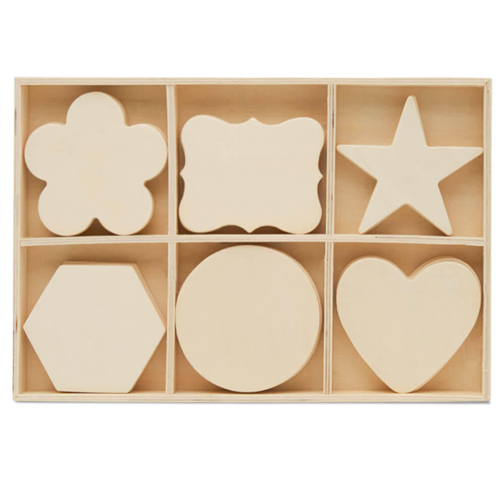 Woodpeckers Crafts Unfinished Wood Sorting Tray with Shape Cutouts