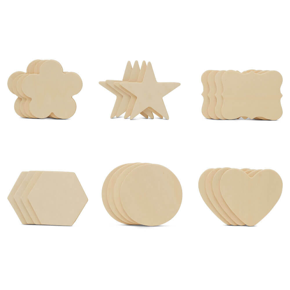 Woodpeckers Crafts Unfinished Wood Sorting Tray with Shape Cutouts