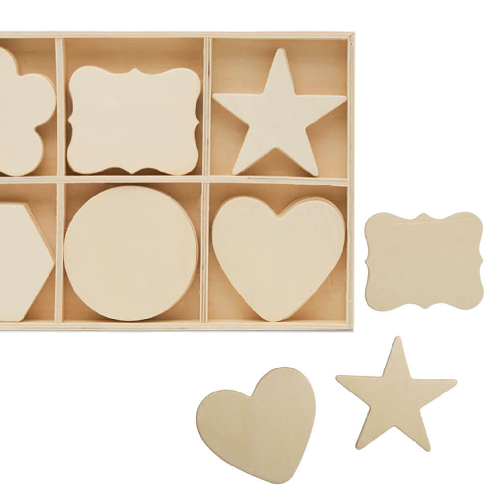 Woodpeckers Crafts Unfinished Wood Sorting Tray with Shape Cutouts