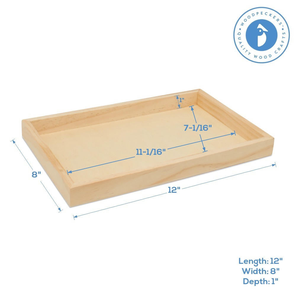 Woodpeckers Crafts Unfinished Wood Tray Frame 8" x 12"