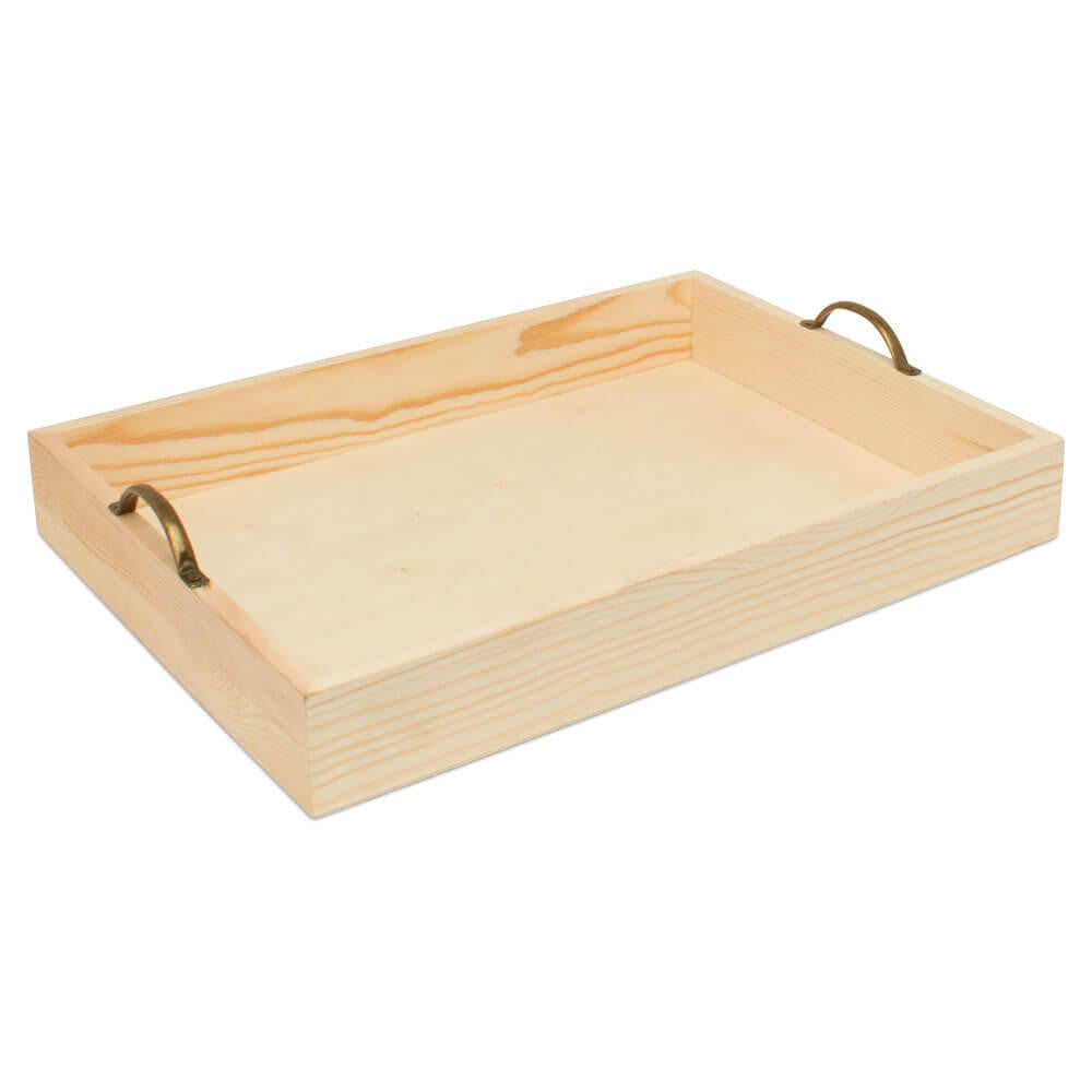 Woodpeckers Crafts Unfinished Wood Trays with Metal Handles Set of Three
