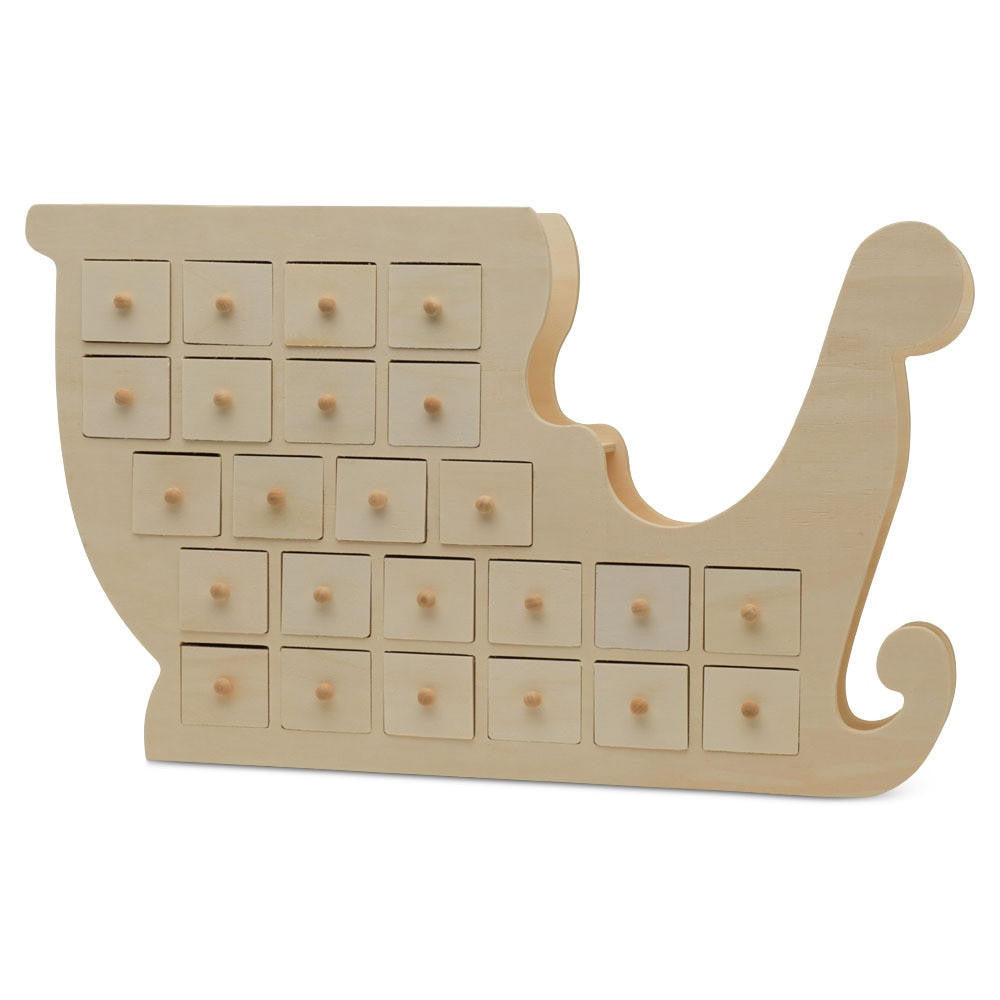 Woodpeckers Crafts Unfinished Wooden Christmas Sleigh Advent Calendar