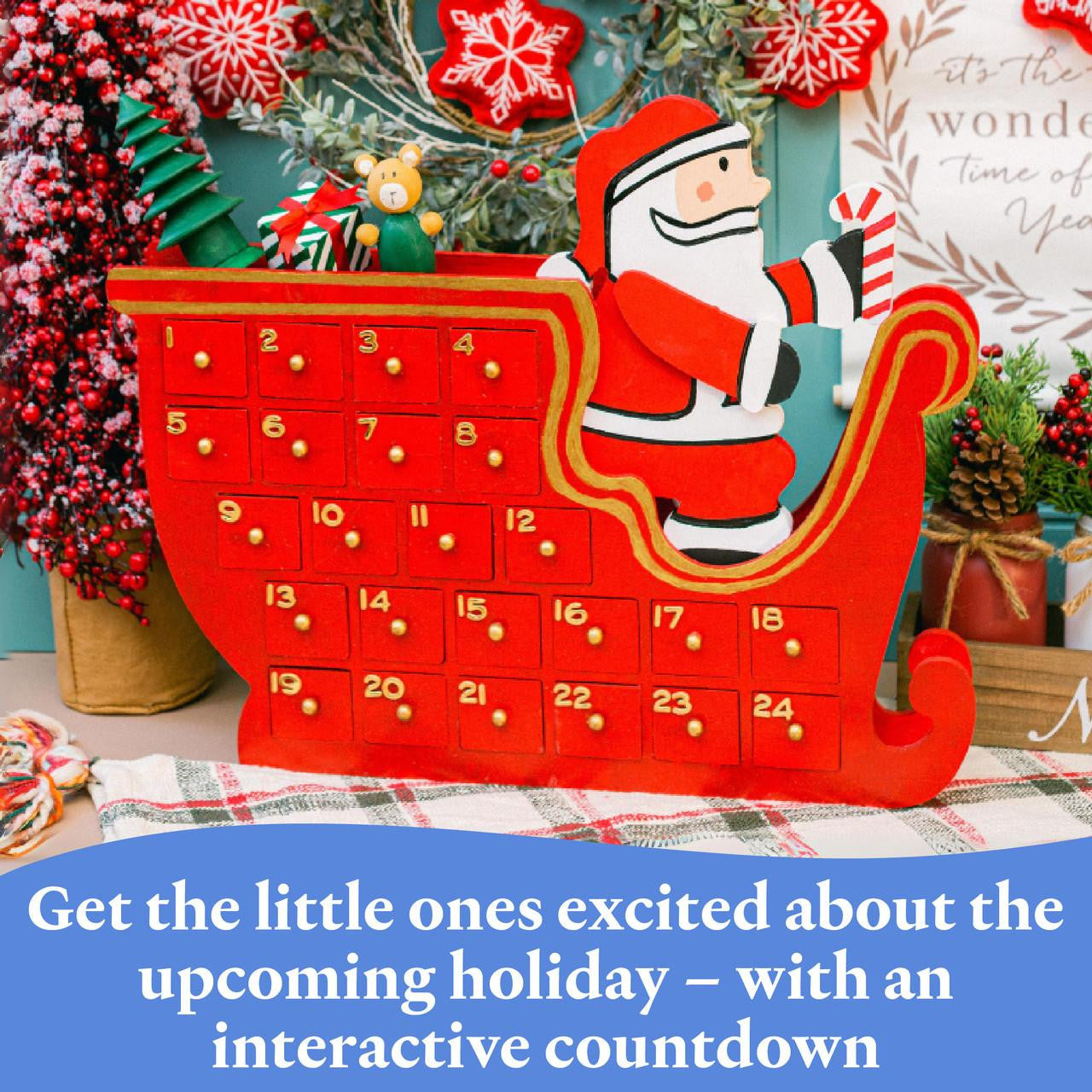 Woodpeckers Crafts Unfinished Wooden Christmas Sleigh Advent Calendar