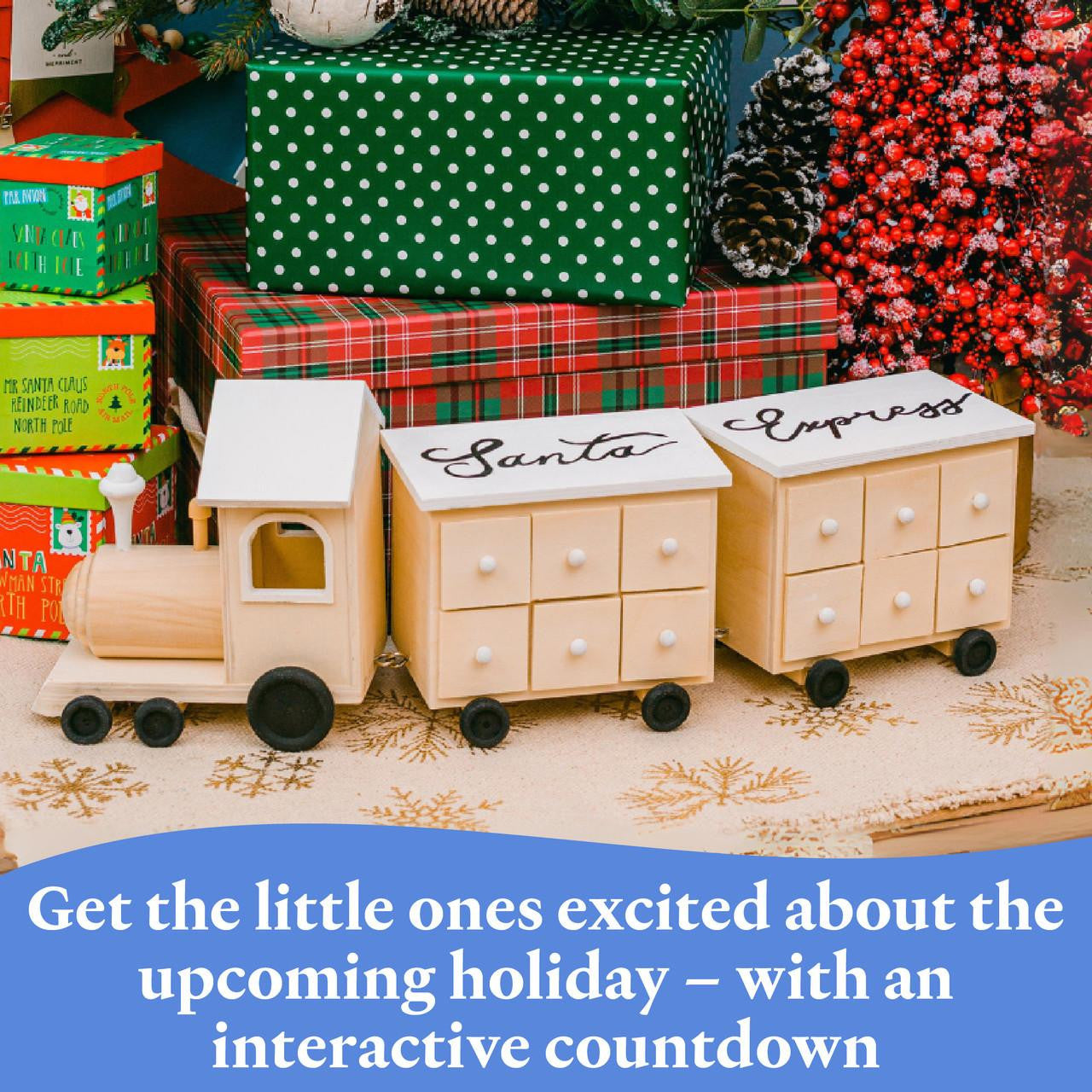 Woodpeckers Crafts Unfinished Wooden Christmas Train Advent Calendar