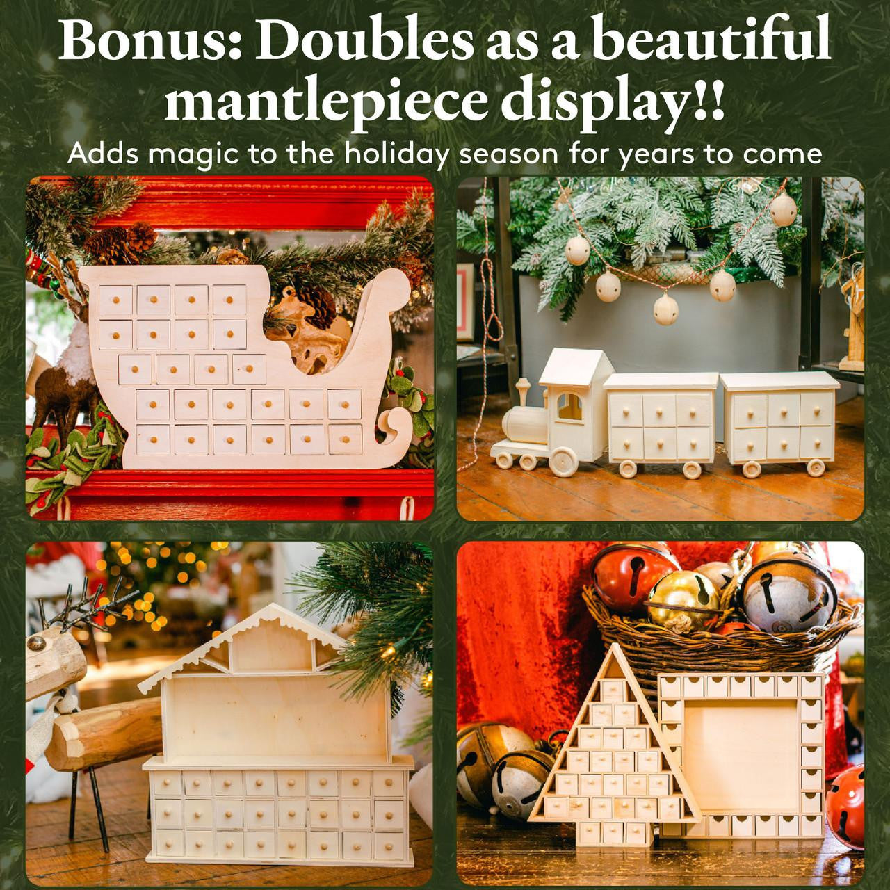 Woodpeckers Crafts Unfinished Wooden Christmas Tree Advent Calendar