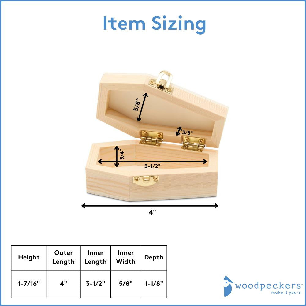 Unfinished Wooden Coffins, 4"