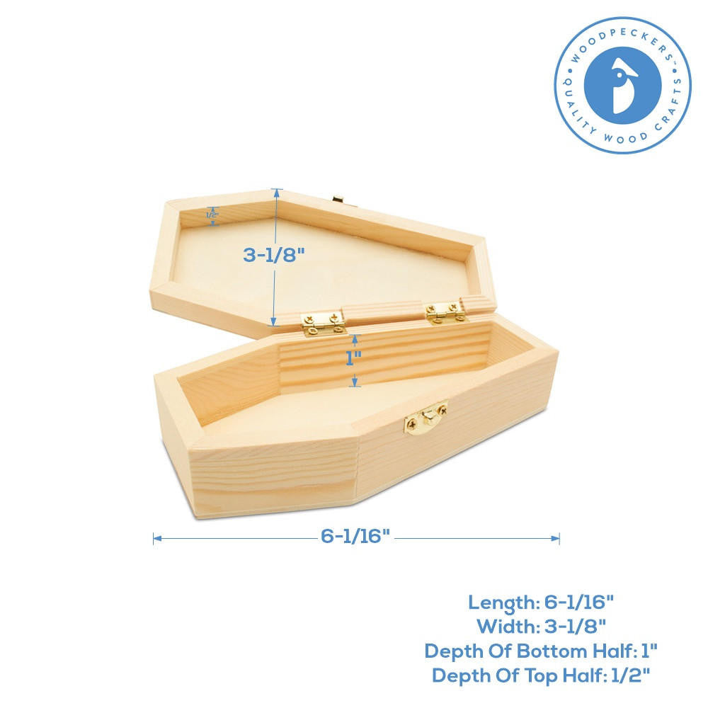 Woodpeckers Crafts Unfinished Wooden Coffins, 6"