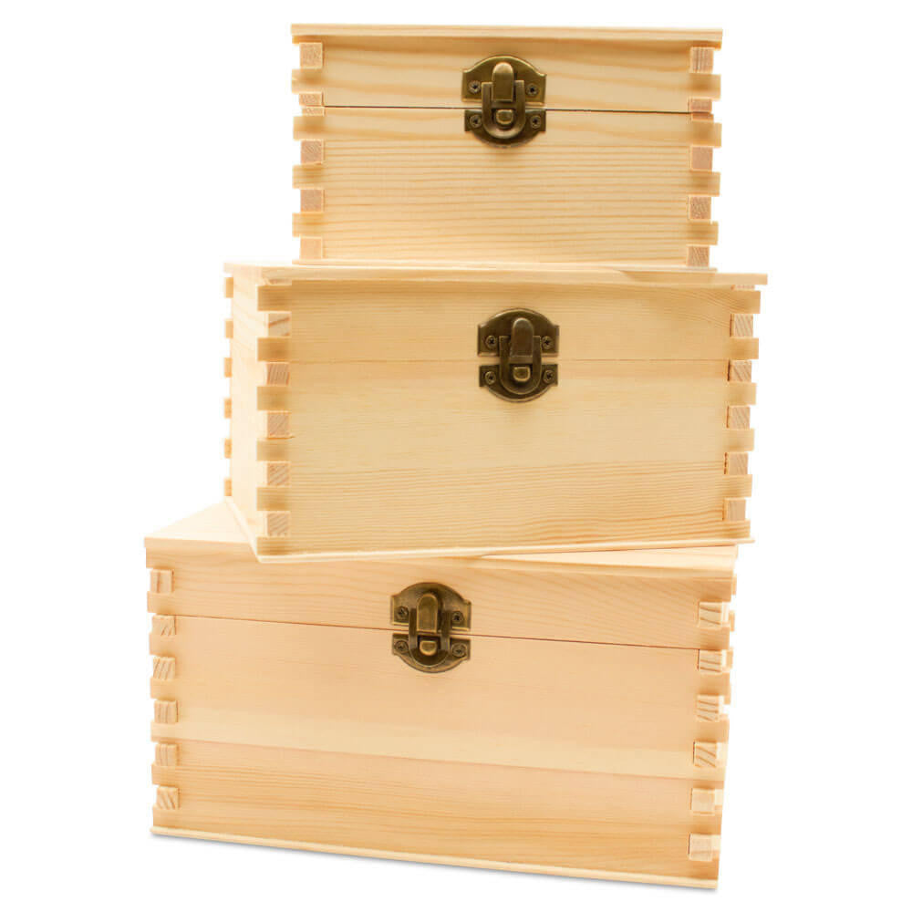 Woodpeckers Crafts Unfinished Wooden Nesting Boxes, Set of 3