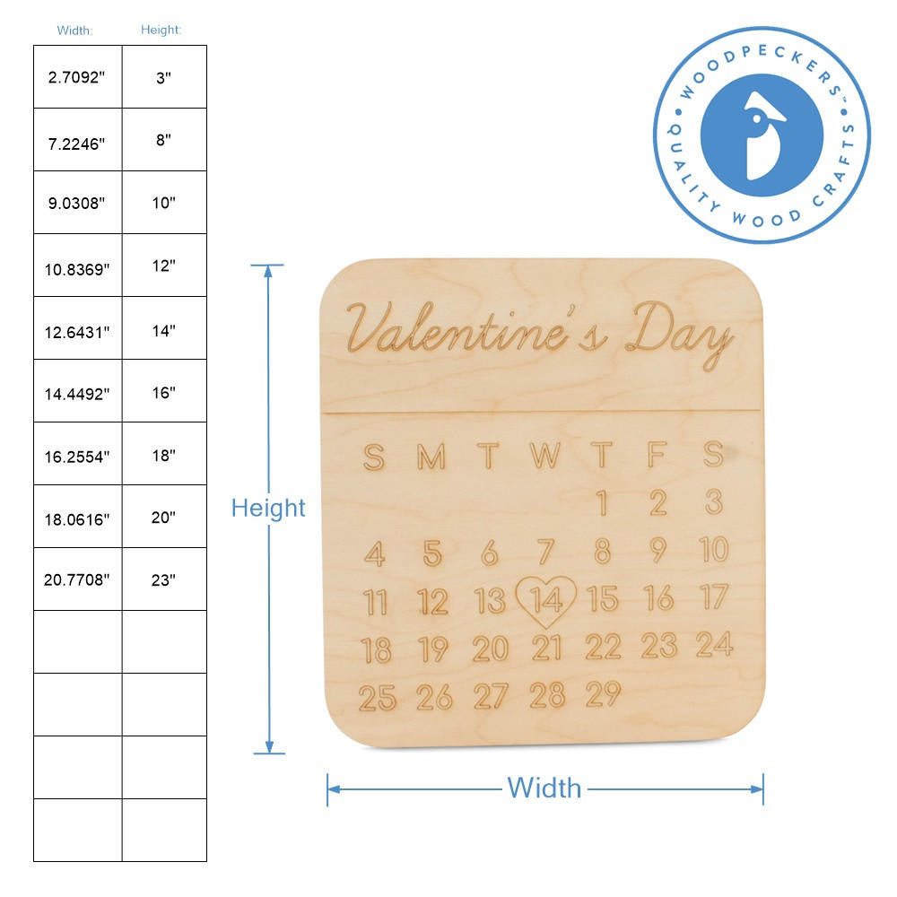 Valentine’s Day Calendar Cutout