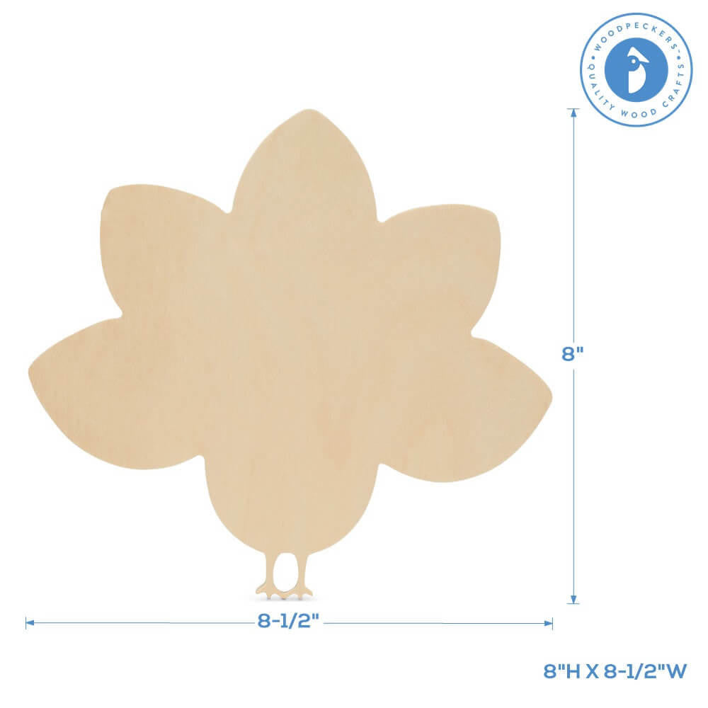 Woodpeckers Crafts Whimsical Wood Turkey Cutout Medium, 8" x 8.7"