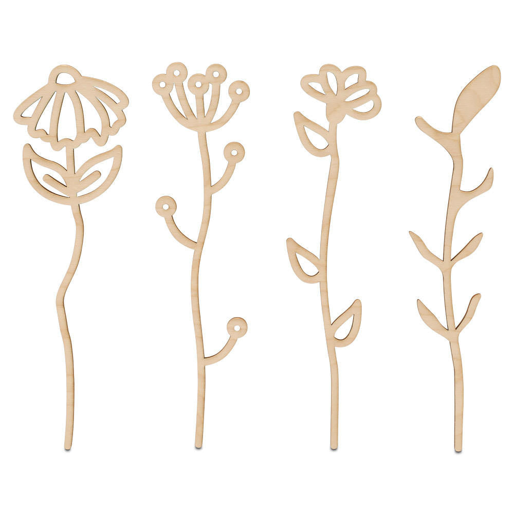 Woodpeckers Crafts Wildflower Cutouts, Set of 4