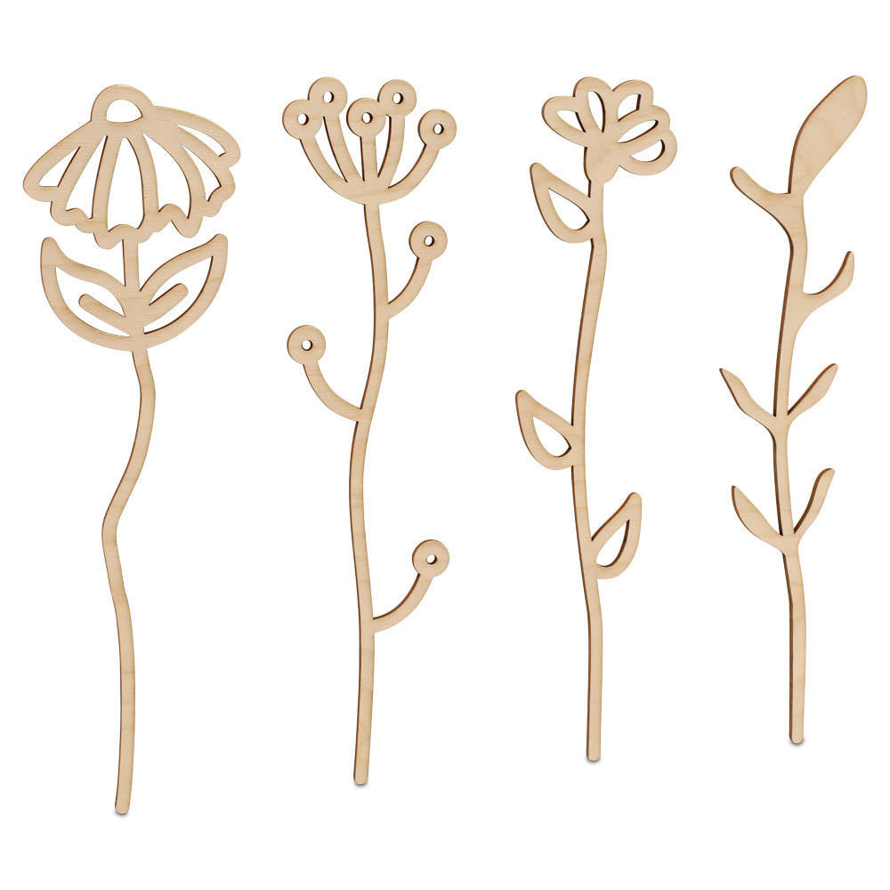 Woodpeckers Crafts Wildflower Cutouts, Set of 4