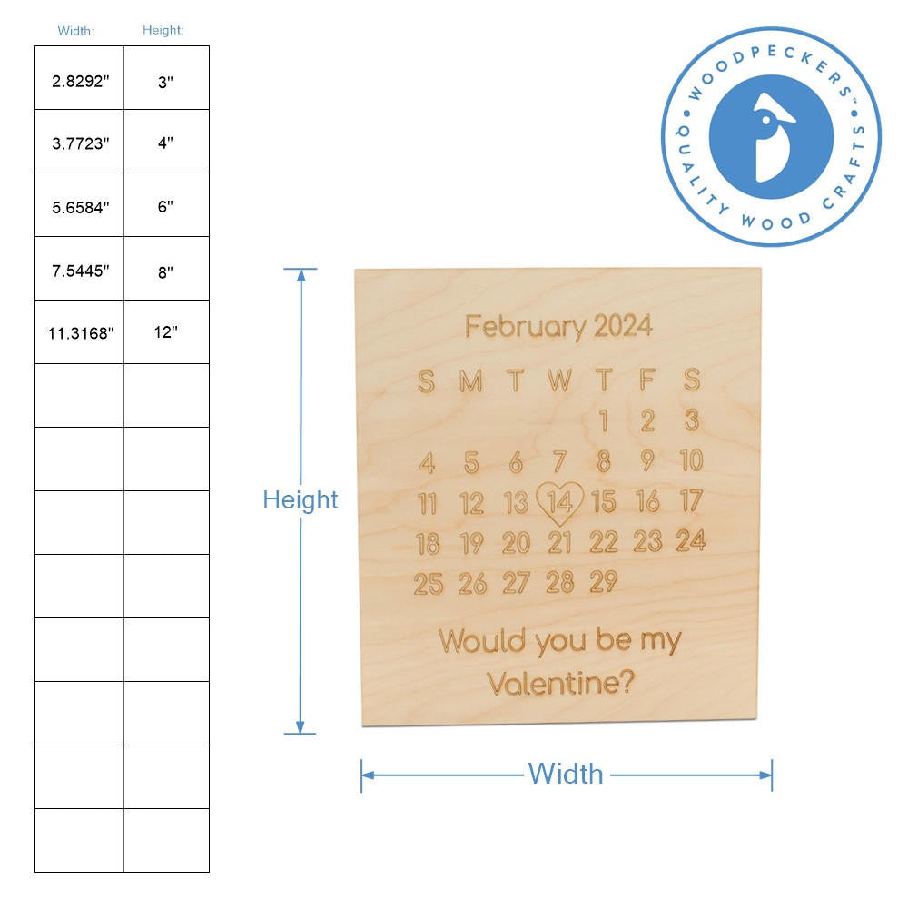 Woodpeckers Crafts "Will You Be My Valentine” Calendar Cutout