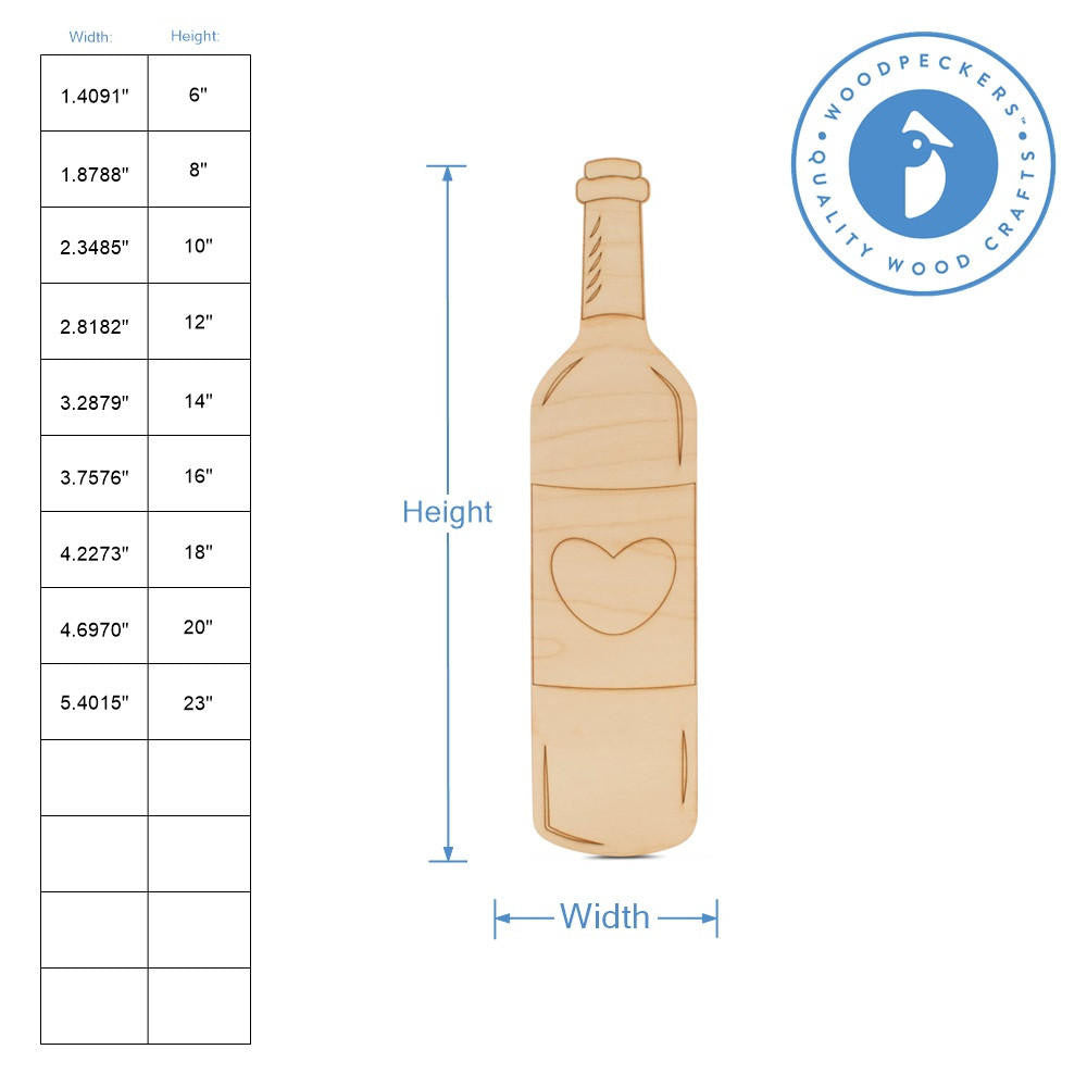 Woodpeckers Crafts Wine Bottle with Etched Heart Cutout