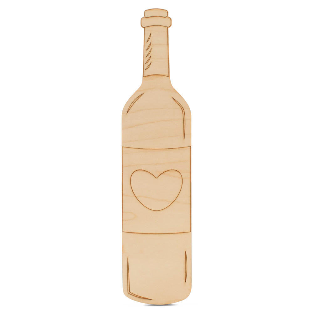16" Wine Bottle with Etched Heart Cutout