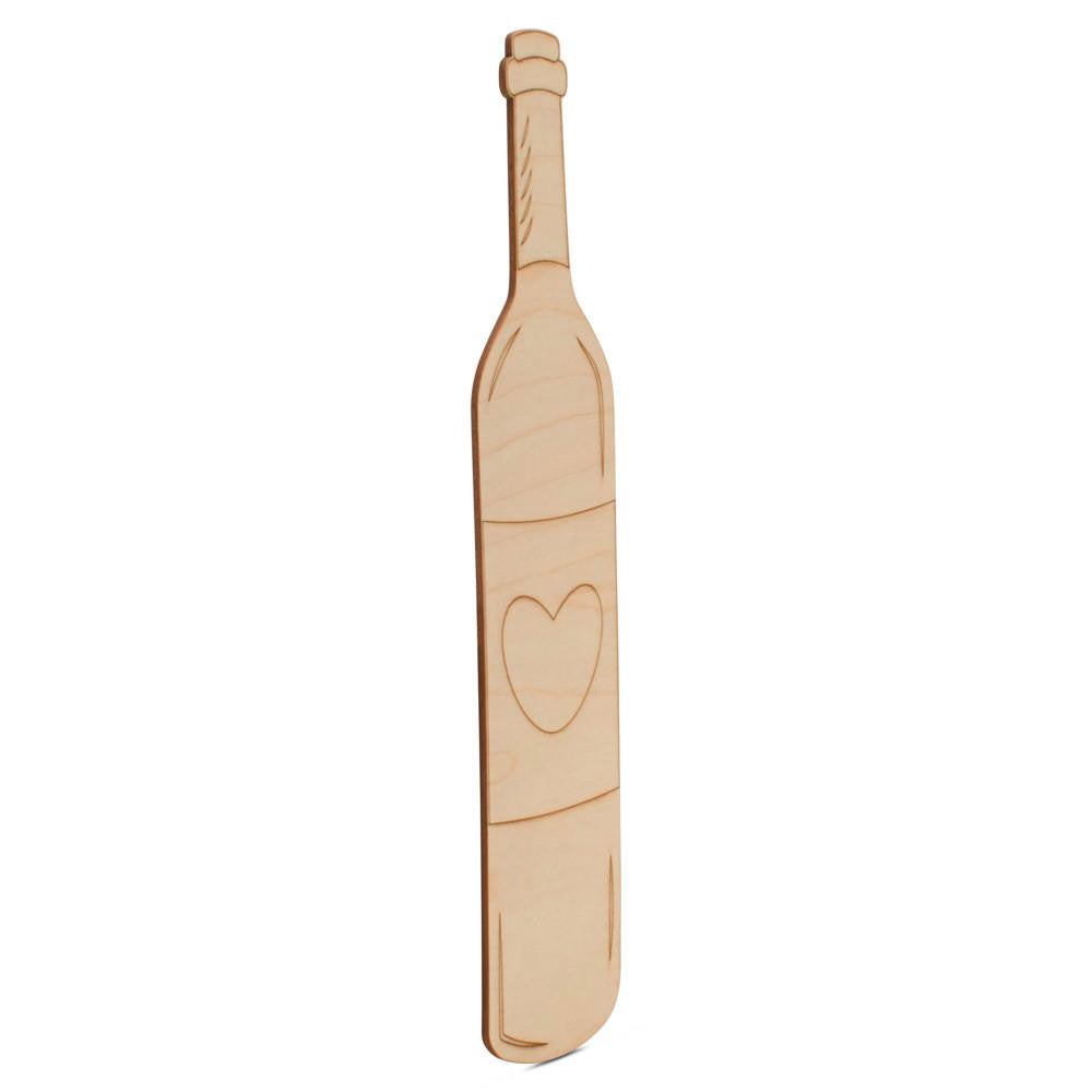 18" Wine Bottle with Etched Heart Cutout