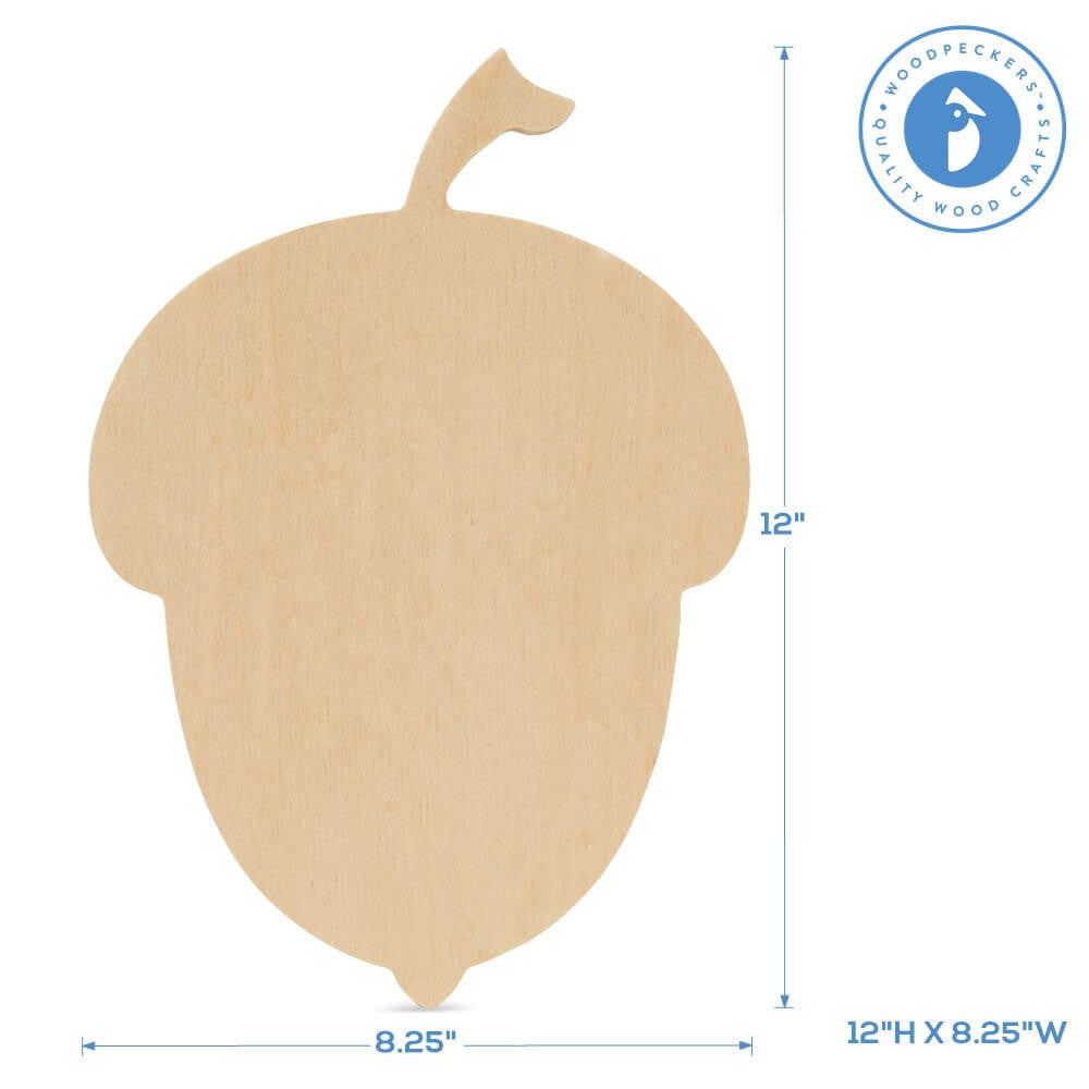 Woodpeckers Crafts Wood Acorn Cutout Large, 12" x 8.25"